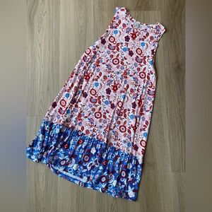 LOFT Floral Mini Dress in Red and Blue